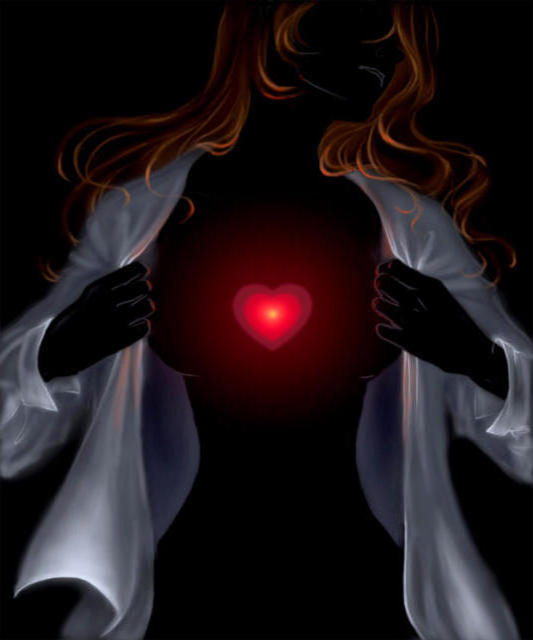 Рисунок сердца с огнем